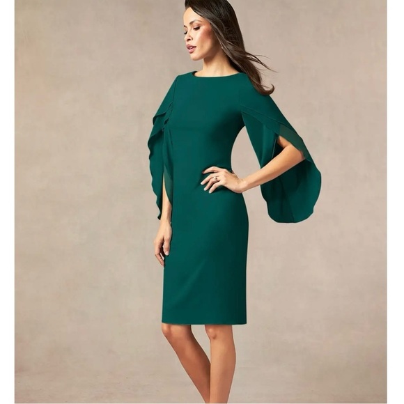 AZAZIE CARTER Stretch Pine Sheath Ruched Stretch Chiffon Dress NWT Women’s Sz 8 - Picture 15 of 16